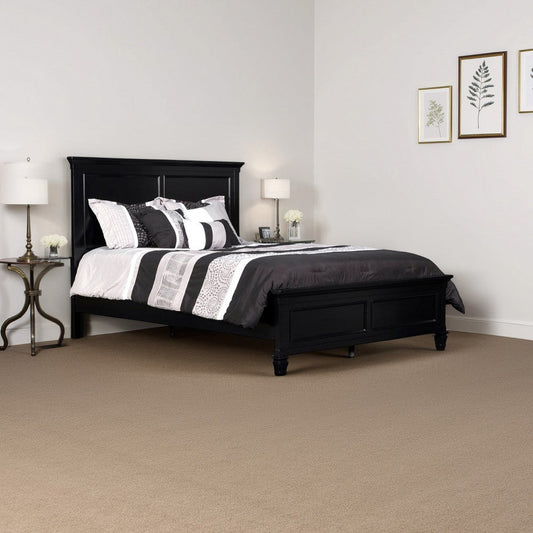 Umi Queen Size Bed, Classic Panel Design with Molded Details, Black Wood By Casagear Home