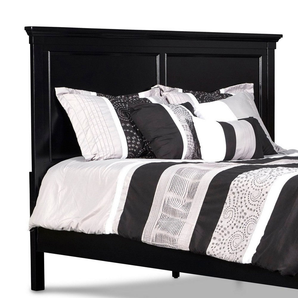 Umi Full Size Bed Classic Panel Design with Molded Details Black Wood By Casagear Home BM308819