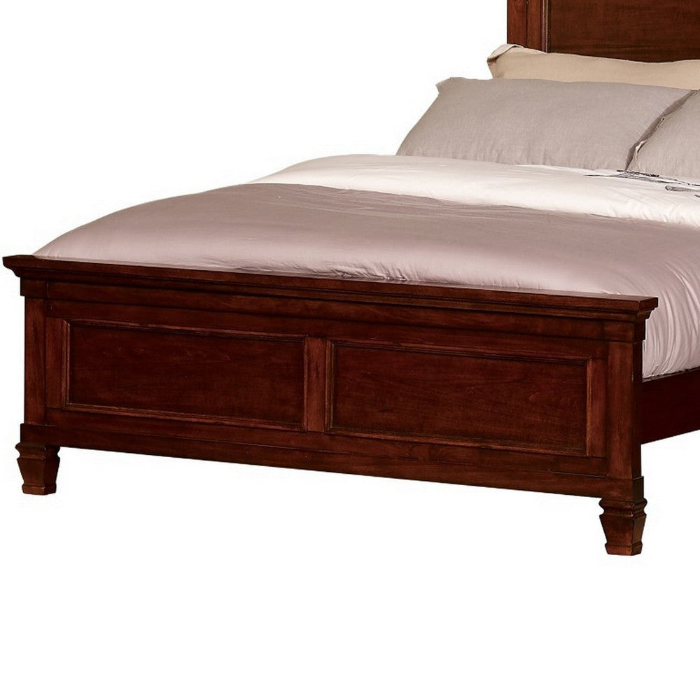 Umi King Size Bed Classic Panel Design with Molded Details Brown Wood By Casagear Home BM308821