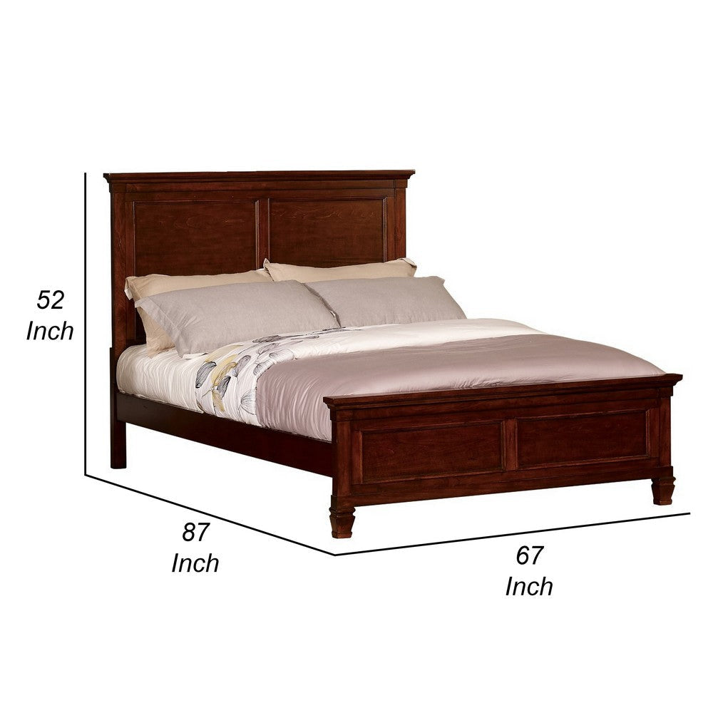 Umi Queen Size Bed Classic Panel Design with Molded Details Brown Wood By Casagear Home BM308822