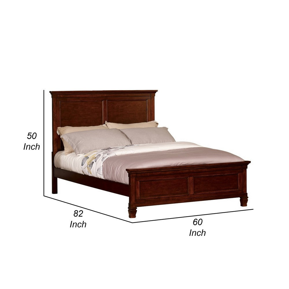 Umi Full Size Bed Classic Panel Design with Molded Details Brown Wood By Casagear Home BM308823