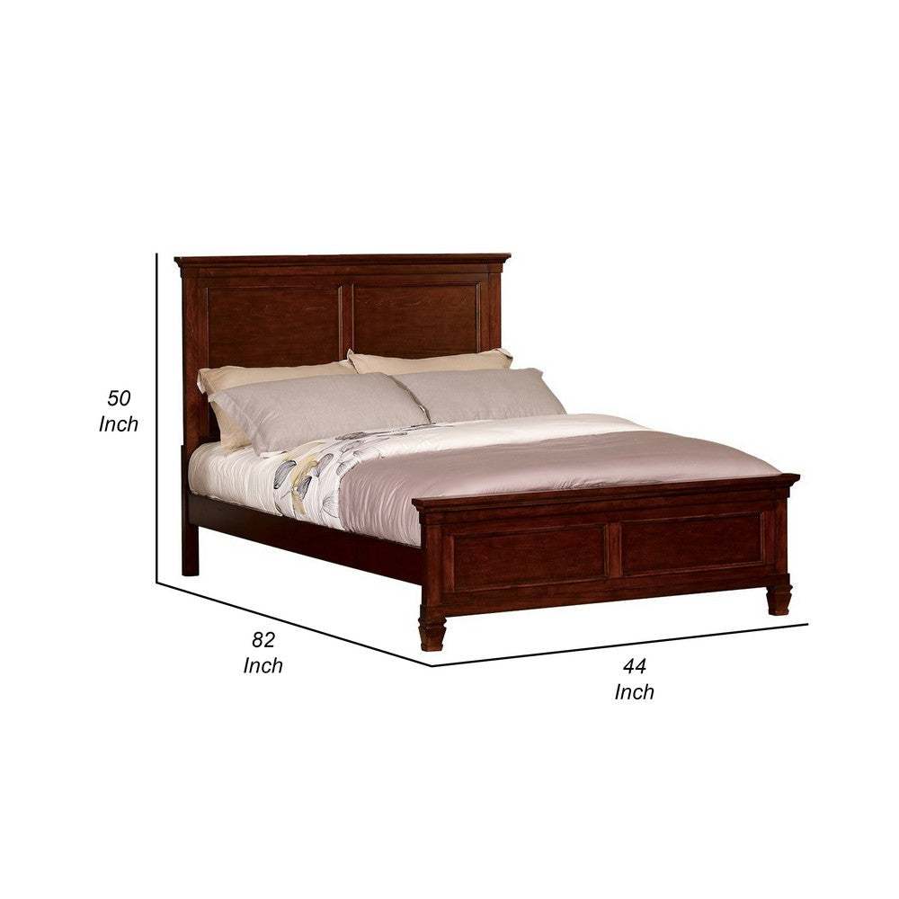 Umi Twin Size Bed Classic Panel Design with Molded Details Brown Wood By Casagear Home BM308824