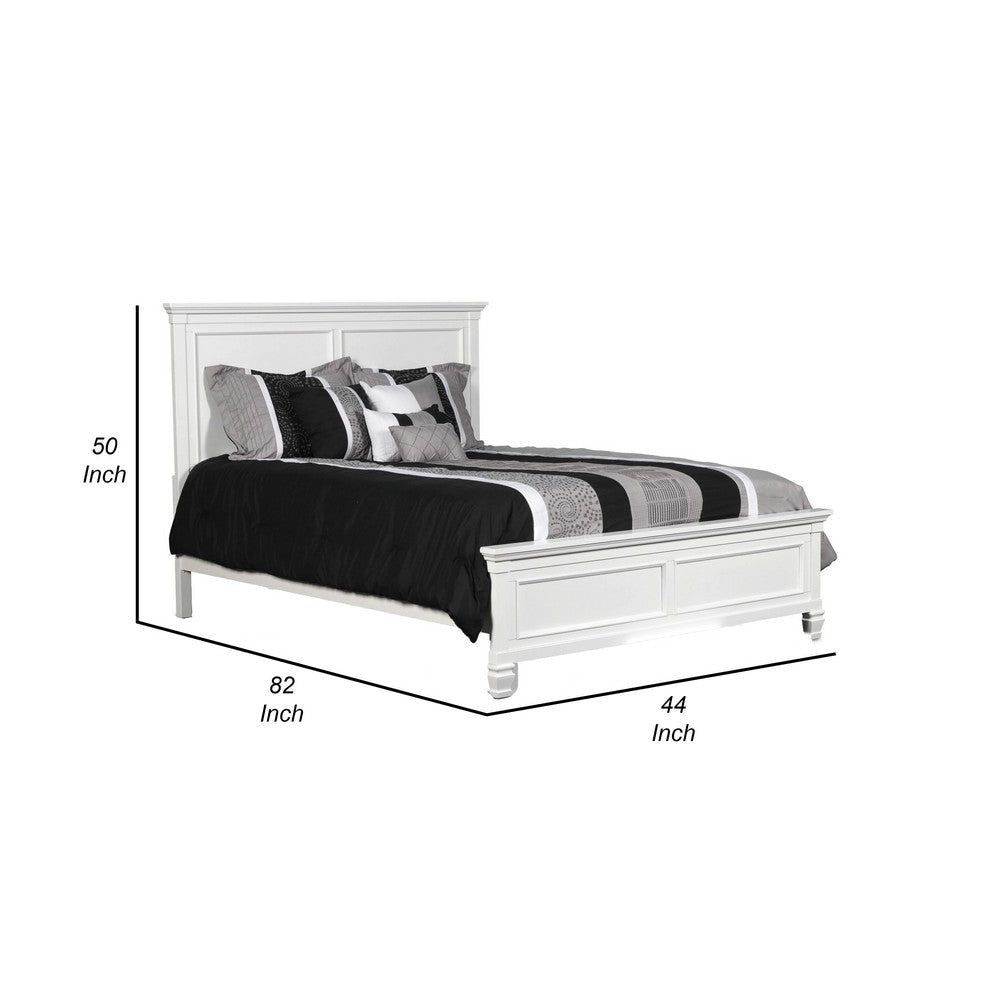 Umi Twin Size Bed Classic Panel Design with Molded Details White Wood By Casagear Home BM308828