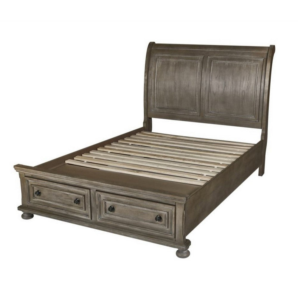 Jira Full Size Bed 2 Storage Drawers Transitional Panel Design Taupe By Casagear Home BM308835