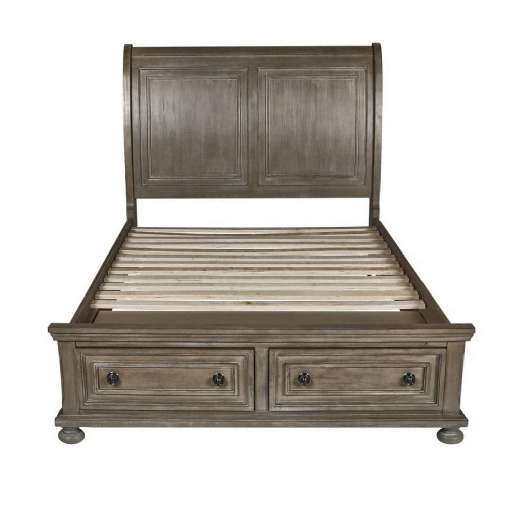 Jira Twin Size Bed 2 Storage Drawers Transitional Panel Design Taupe By Casagear Home BM308836