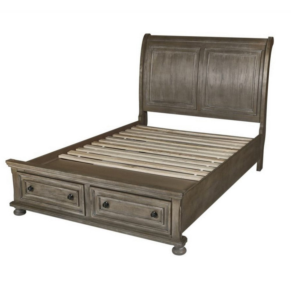 Jira Twin Size Bed 2 Storage Drawers Transitional Panel Design Taupe By Casagear Home BM308836