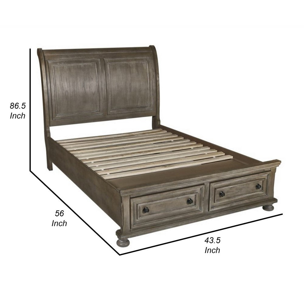 Jira Twin Size Bed 2 Storage Drawers Transitional Panel Design Taupe By Casagear Home BM308836