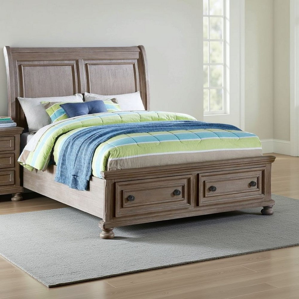 Jira Twin Size Bed, 2 Storage Drawers, Transitional Panel Design, Taupe By Casagear Home