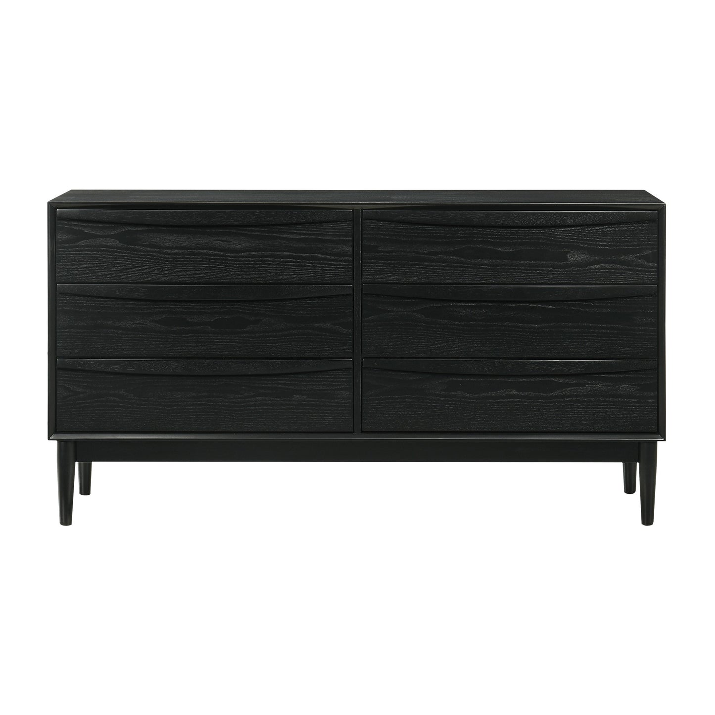 Mian 55 Inch Wide Dresser Chest 6 Drawer Linear Undercut Handle Black By Casagear Home BM308840