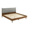 Mian King Platform Bed Frame Channel Tufted Walnut Gray Upholstery By Casagear Home
