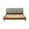 Mian King Platform Bed Frame Channel Tufted Walnut Gray Upholstery By Casagear Home