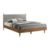 Mian King Platform Bed Frame Channel Tufted Walnut Gray Upholstery By Casagear Home
