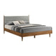 Mian King Platform Bed Frame Channel Tufted Walnut Gray Upholstery By Casagear Home