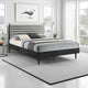 Mian Queen Platform Bed Frame, Channel Tufted, Black, Gray Upholstery By Casagear Home