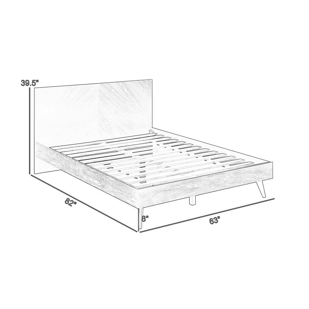 Saly Queen Platform Bed Frame Tapered Legs Diagonal Grain Finish Black By Casagear Home BM308846