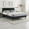 Saly Queen Platform Bed Frame, Tapered Legs, Diagonal Grain Finish, Black By Casagear Home