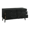 Saly 55 Inch Wide Dresser 6 Drawer Diagonal Wood Grain Black Finish By Casagear Home BM308848