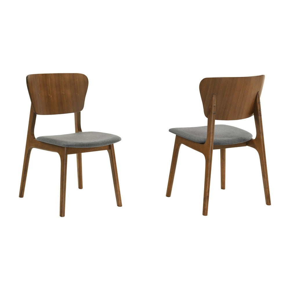 Kalie 24 Inch Dining Chair Set of 2 Charcoal Fabric Seat Walnut Brown By Casagear Home BM308851