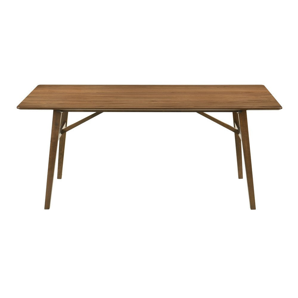 Yumi 71 Inch Dining Table Trestle Base Wood Grain Finish Walnut Brown By Casagear Home BM308855