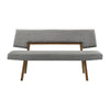Yumi 63 Inch Dining Bench Seat and Back with Charcoal Fabric Walnut By Casagear Home BM308863