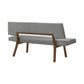 Yumi 63 Inch Dining Bench Seat and Back with Charcoal Fabric Walnut By Casagear Home BM308863