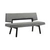 Yumi 63 Inch Dining Bench Seat and Back with Charcoal Gray Fabric Black By Casagear Home BM308864