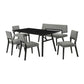 Yumi 6 Piece Dining Table Set, Chairs, Bench in Charcoal Fabric, Black By Casagear Home