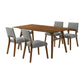 Yumi 5 Piece Dining Table Set, 4 Chairs, Charcoal Gray Fabric, Wood Brown By Casagear Home