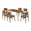 Kalie 7 Piece Dining Table Set with 6 Chairs, Charcoal Fabric, Walnut Brown By Casagear Home