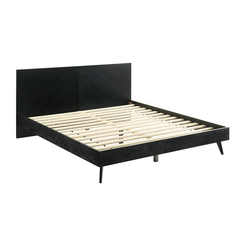 Mian Bedroom 3 pcs Set King Platform Bed and Nightstand Sleek Black By Casagear Home BM308893