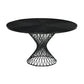 Dining Set of 5 with Round Table and 4 Chairs Charcoal Fabric Black By Casagear Home BM308895