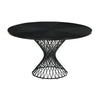 Dining Set of 5 with Round Table and 4 Chairs Charcoal Fabric Black By Casagear Home BM308895