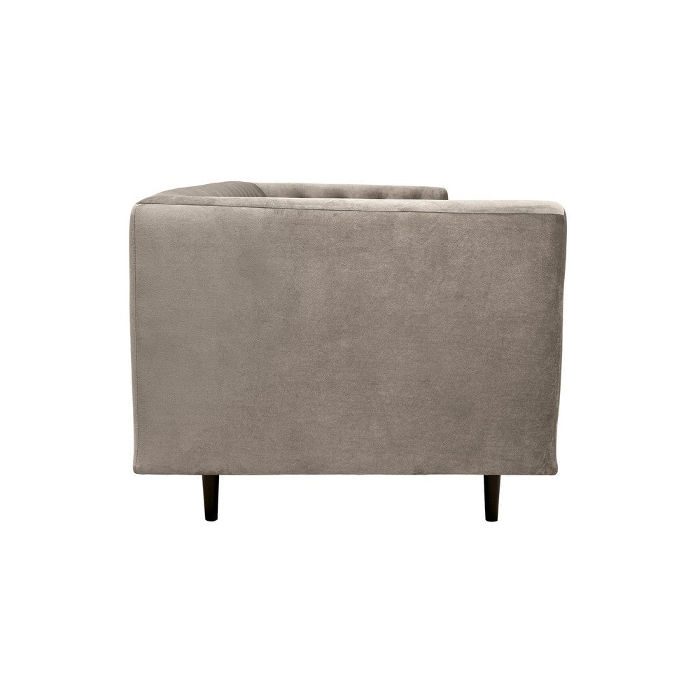 Lup 80 Inch Sofa Soft Cushions Button Tufted Fossil Gray Polyester Velvet By Casagear Home BM308906