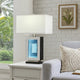 Ziva 27 Inch Table Lamp, LED Night Light, Rectangular Shade, Shiny Silver By Casagear Home