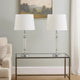 24 Inch Table Lamp Set of 2 with Glass Stands, Metal Base, Clear Finish By Casagear Home