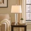27 Inch Table Lamp with Glass Stand, Empire Shade, Metal, Clear Finish By Casagear Home
