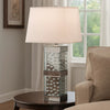 26 Inch Table Lamp, Empire Shade, Crystal Glass Stand, Clear Finish  By Casagear Home
