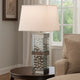 26 Inch Table Lamp, Empire Shade, Crystal Glass Stand, Clear Finish  By Casagear Home
