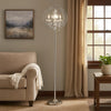 Shine 61 Inch Floor Lamp, Chandelier Style, Crystal and Metal, Chrome By Casagear Home