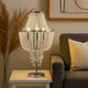 Cara 27 Inch Table Lamp, Hanging Drop Design, Crystal and Metal, Chrome By Casagear Home