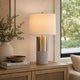 29 Inch Table Lamp, Set of 2, Metal, Concrete, Gray and Chrome Finish By Casagear Home