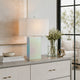 26 Inch Table Lamp, Rectangular Stand, Set of 2, Glass, Multitone White By Casagear Home