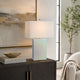26 Inch Table Lamp, Rectangular Stand, Set of 2, Glass, Multitone White By Casagear Home
