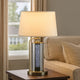 29 Inch Table Lamp with LED Night Light Stand, Glass, Antique Brass By Casagear Home