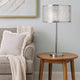 27 Inch Table Lamp with Metal and Fabric Shade, 
Sleek Chrome Finish By Casagear Home