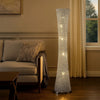 Wren 57 Inch Floor Lamp, Crystal Base with Subtle Curve, Metal, Silver By Casagear Home