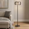 Hana 61 Inch Floor Lamp, Modern Crystal Glass Shade, Metal, Black Nickel By Casagear Home