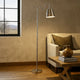 63 Inch Floor Lamp, Cone Metal Shade, Round Base, Silver Finish By Casagear Home