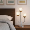 25 Inch Table Lamp, 3 Globe Crystal Shades, Modern Nickel Metal Base By Casagear Home