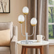 25 Inch Table Lamp, 3 Globe Crystal Shades, Modern Nickel Metal Base By Casagear Home